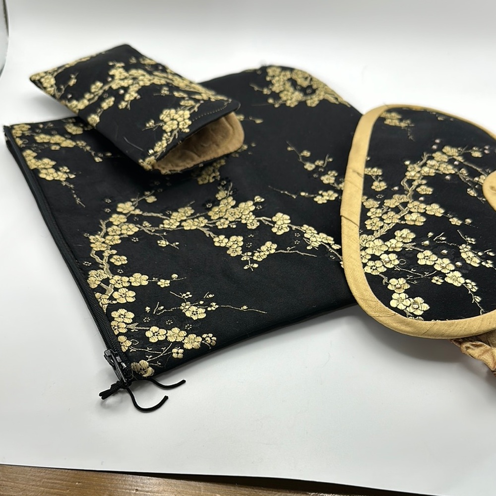 Elegant Black and Gold Floral Accessory Set. GEMS by SAFIRE Designs